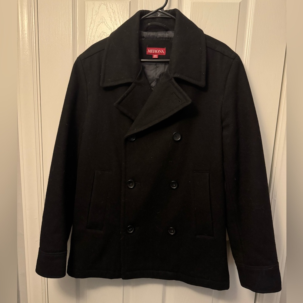 Merona Women’s Wool Pea Coat, Size M, Black